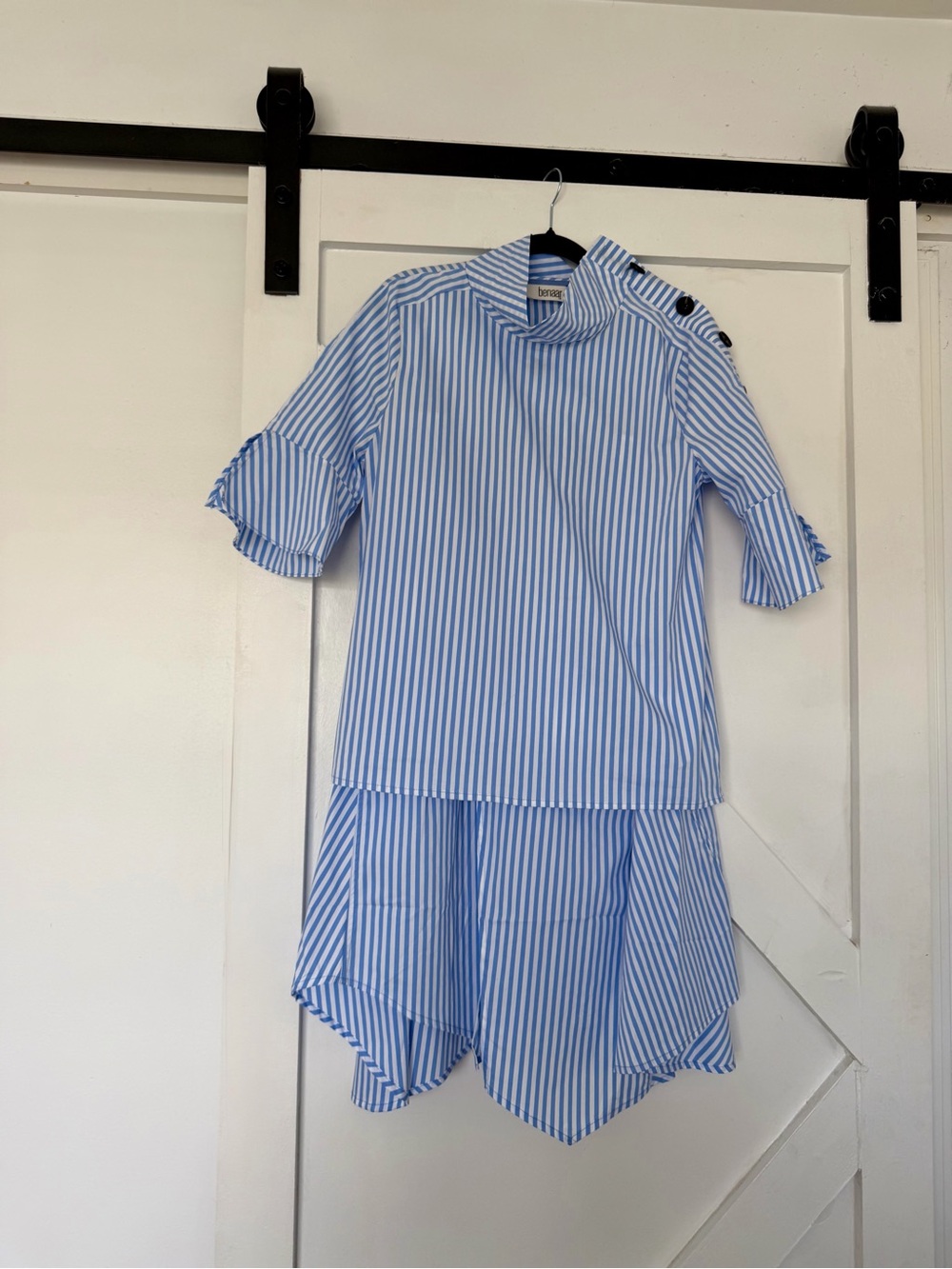 Light Blue & White Striped Women's Two-Piece Dress by